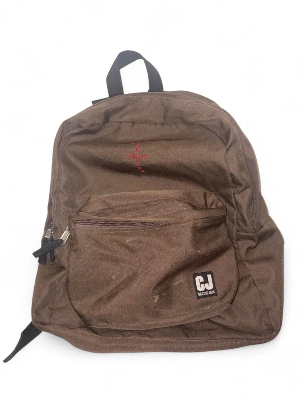 Cactus Jack by Travis Scott Brown Canvas Backpack with Red Stitching